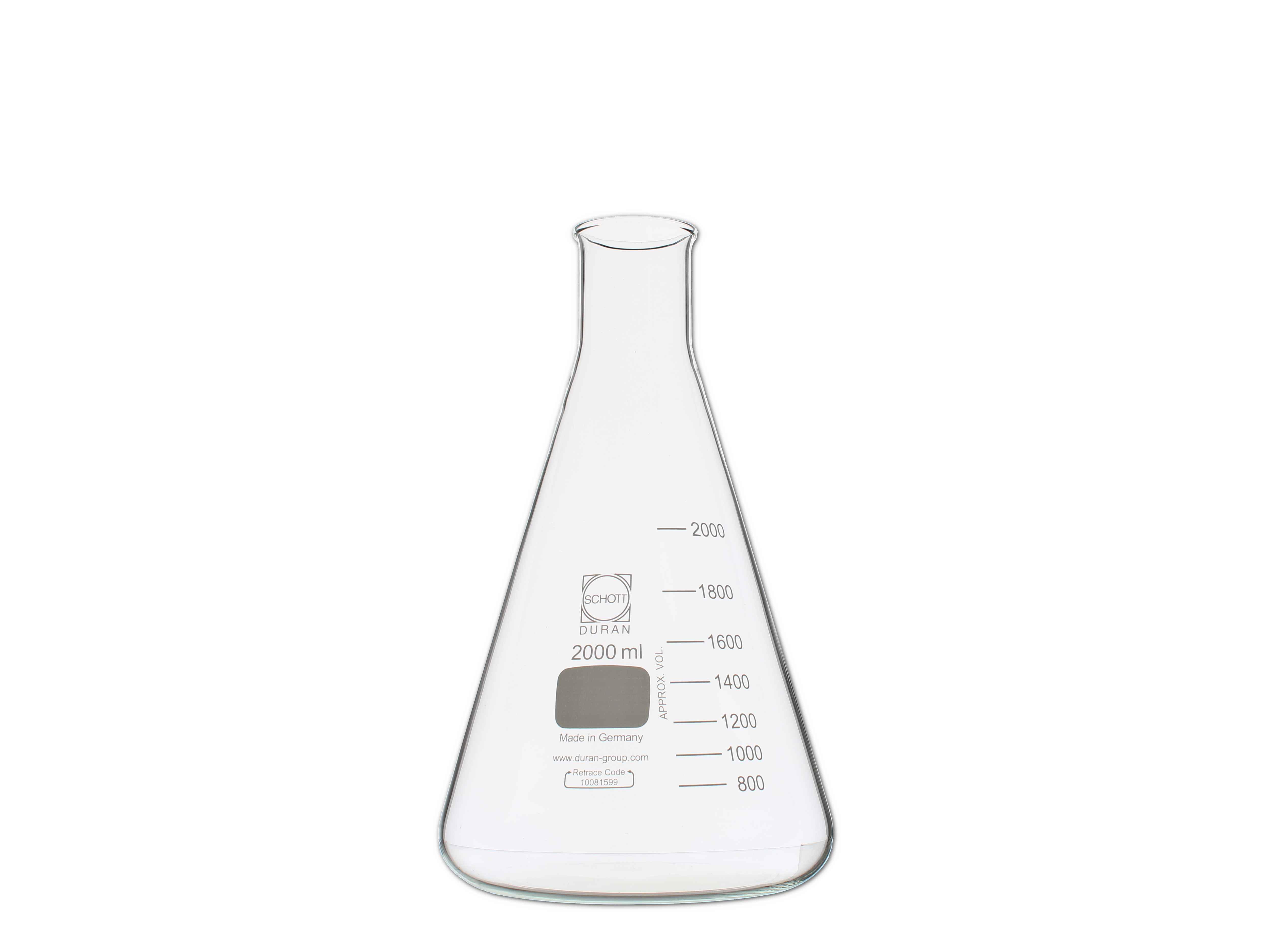 Erlenmeyerkolben, enghals, graduiert - 2000ml