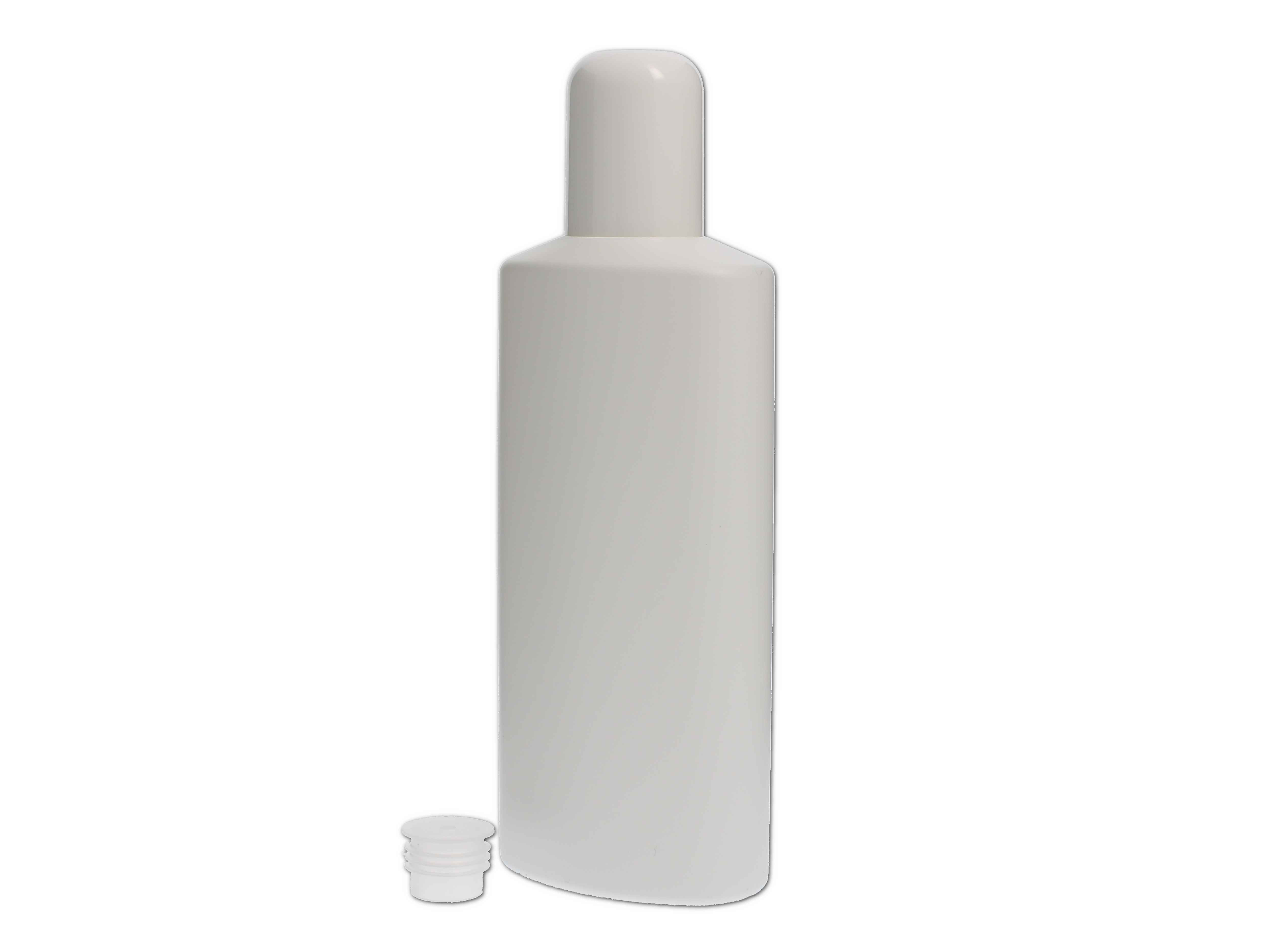 Kosmetikflasche, Kunststoff weiß, oval mit Spritzeinsatz 250ml