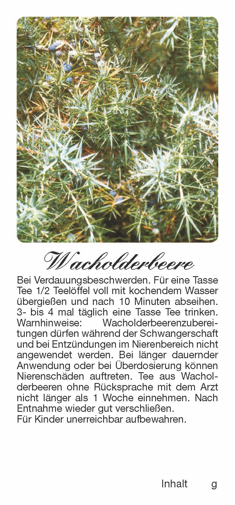 Teehaftetiketten Wacholderbeere