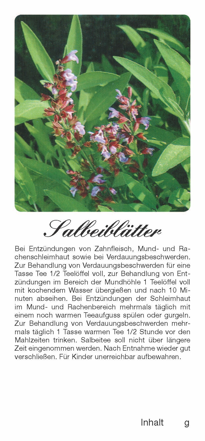 Teehaftetiketten Salbeiblätter