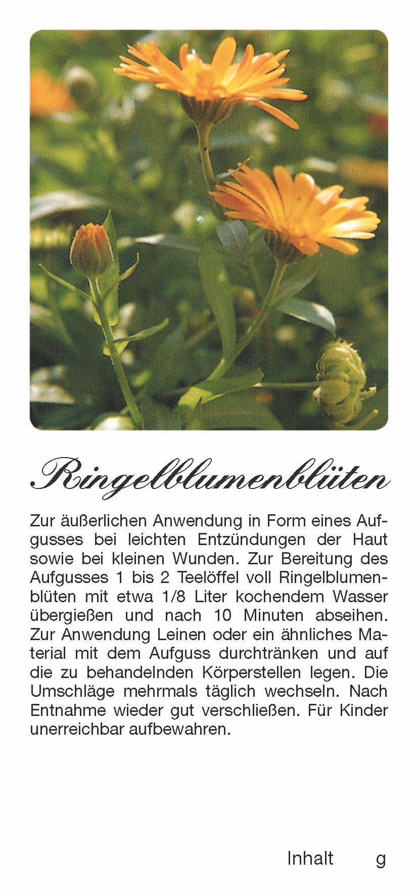 Teehaftetiketten Ringelblume