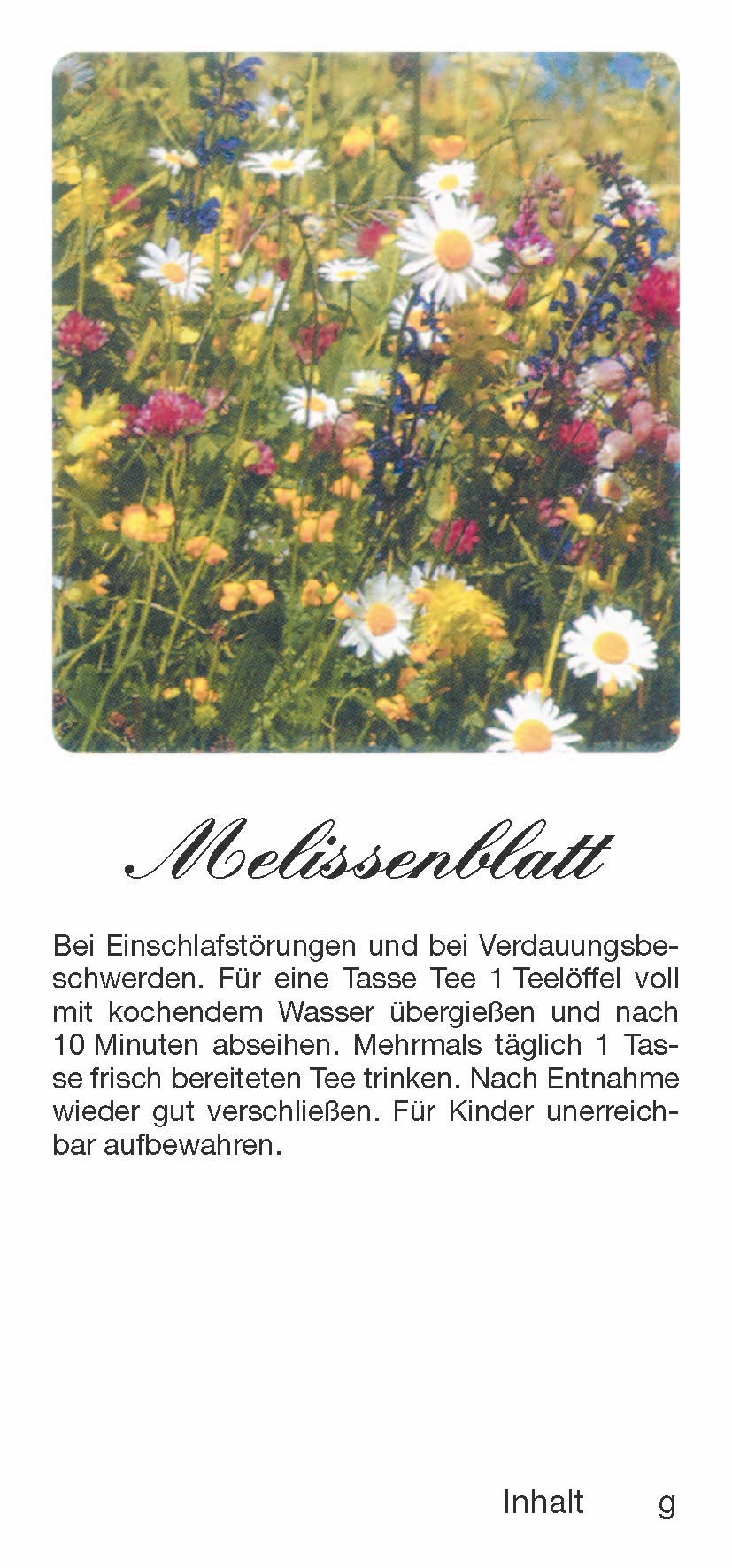    Teehaftetiketten Melissenblatt