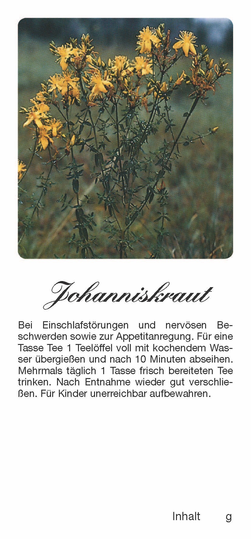 Teehaftetiketten  Johanniskraut