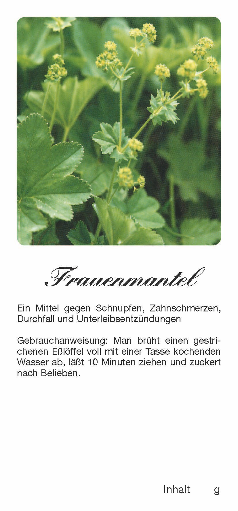 Teehaftetiketten  Frauenmantel