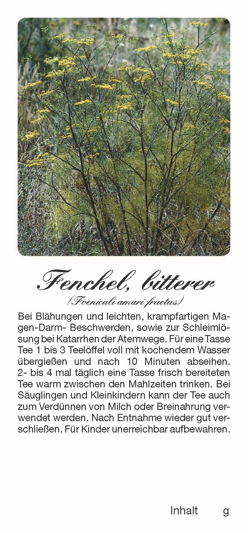    Teehaftetiketten Fenchel