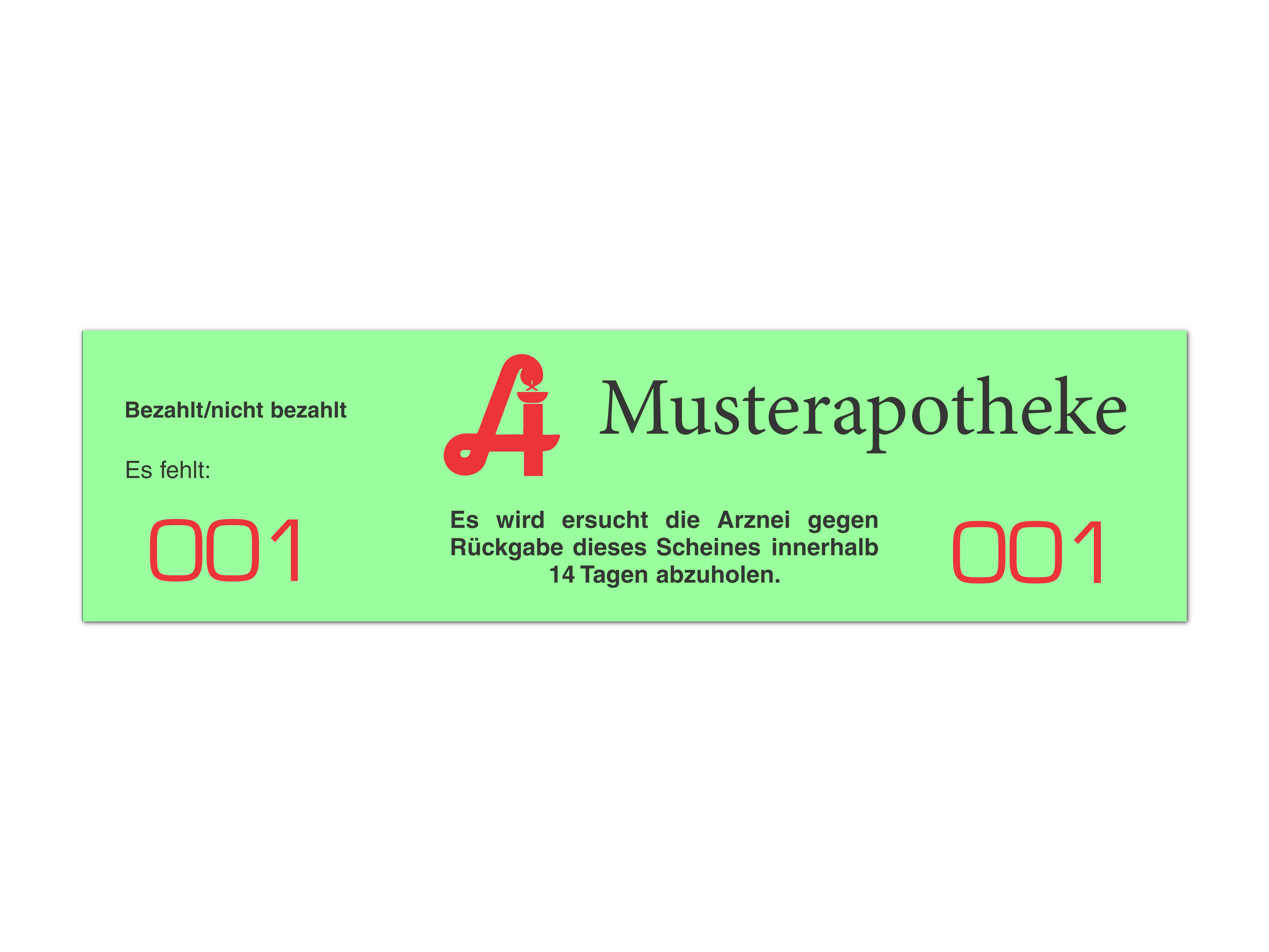Rezeptnummern grün unbedruckt per 1000 Stück