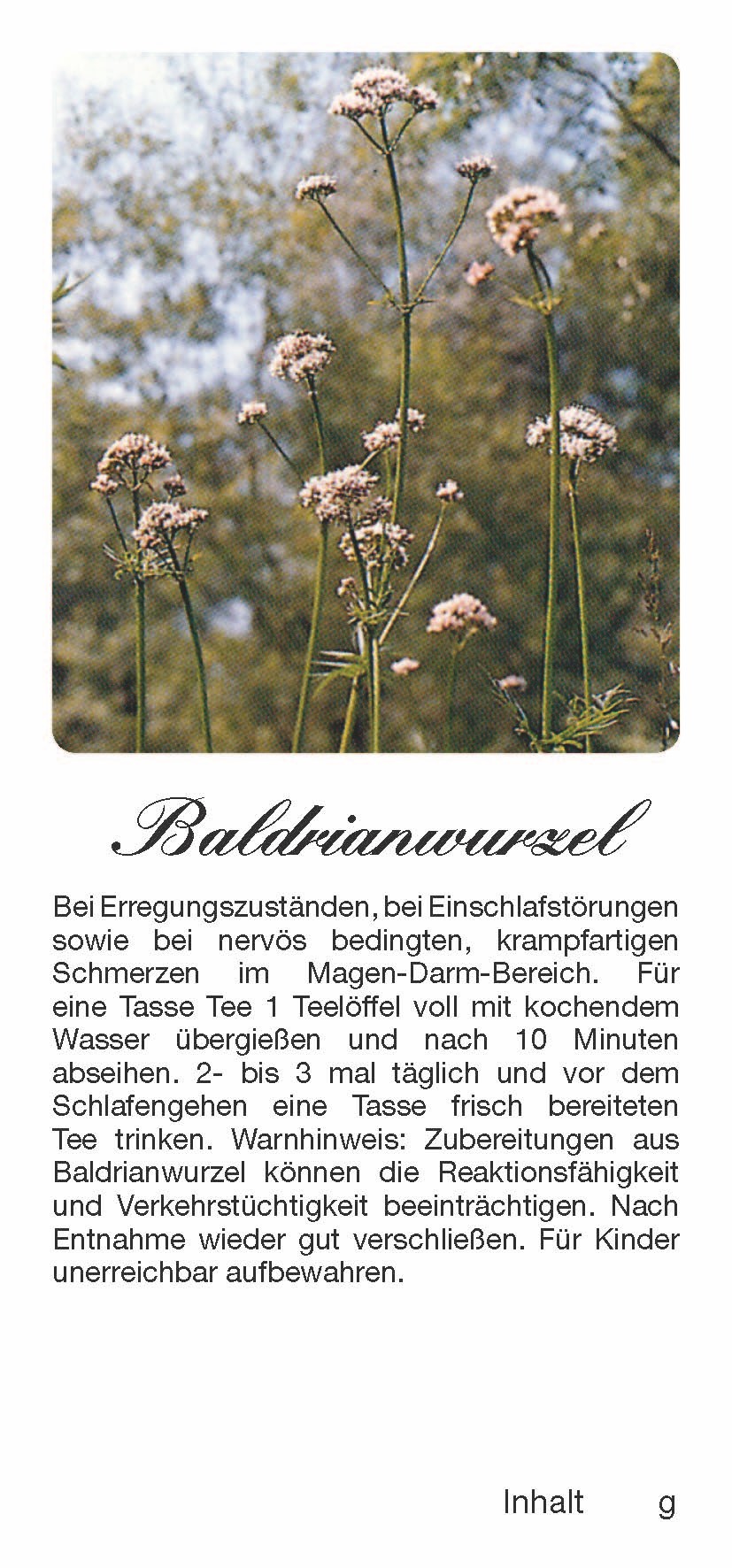 Teehaftetiketten Baldrianwurzel