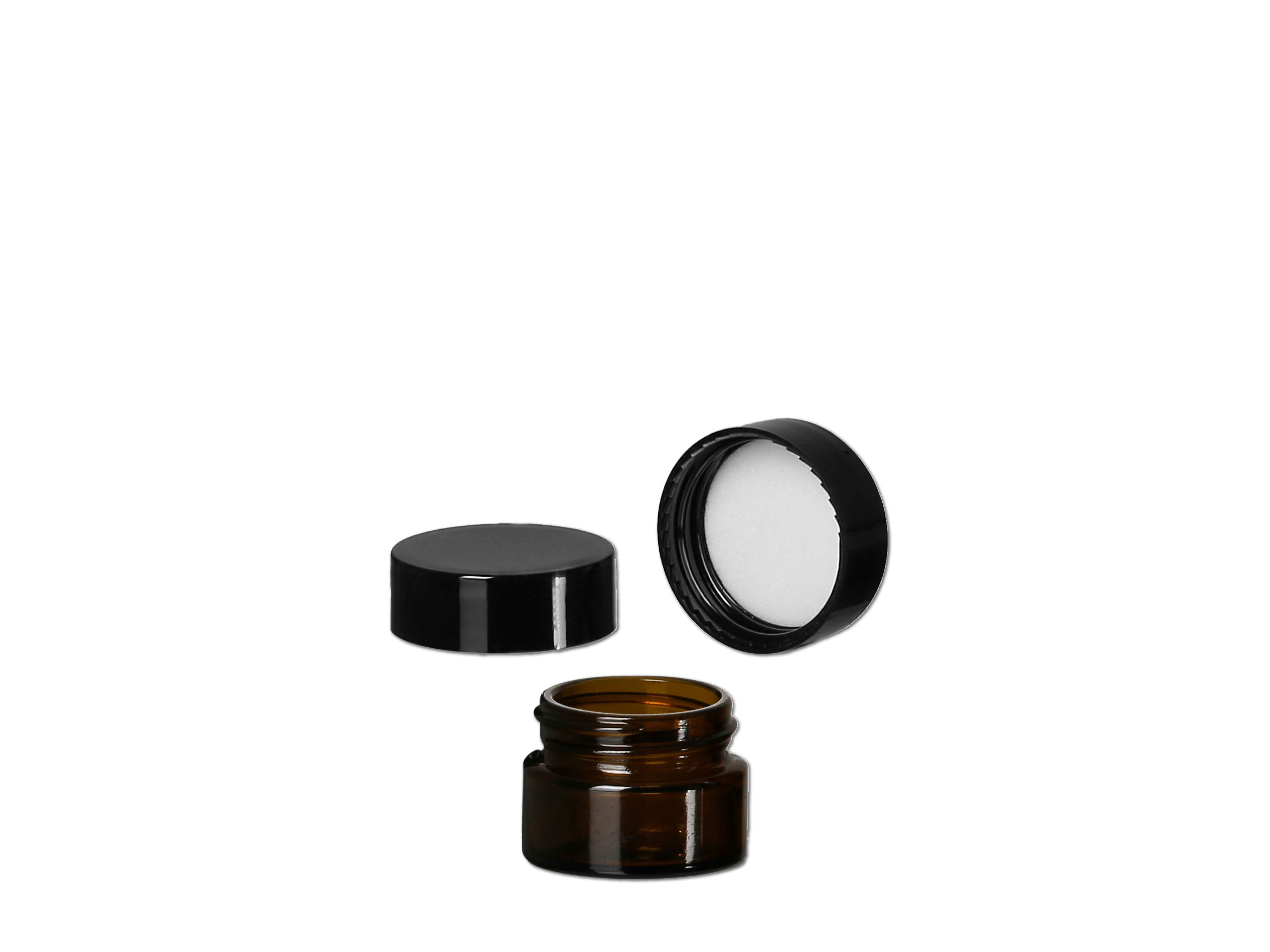 Creme Tiegel Glas braun inkl. Deckel schwarz 5ml