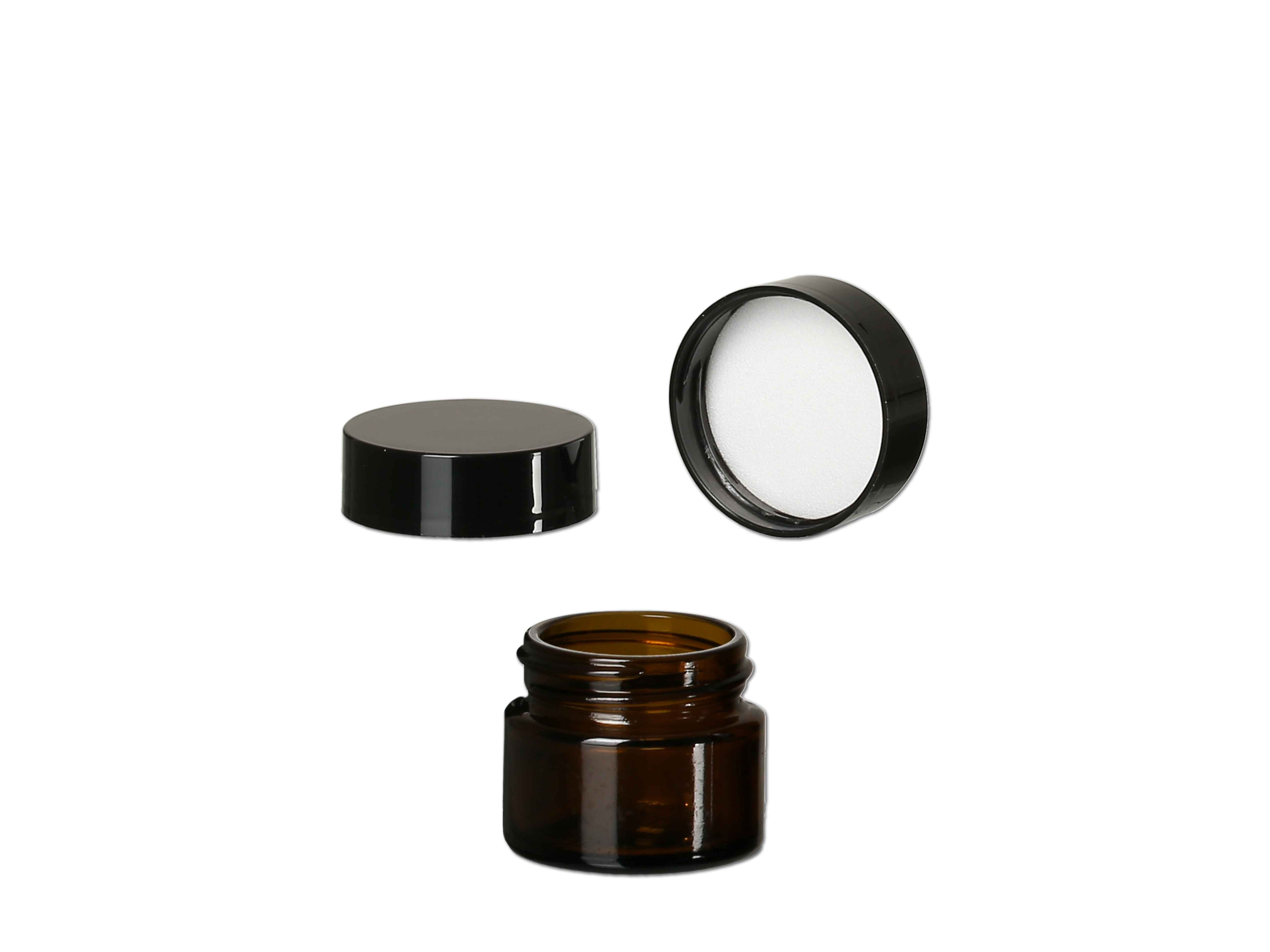 Creme Tiegel Glas braun inkl. Deckel schwarz 15 ml