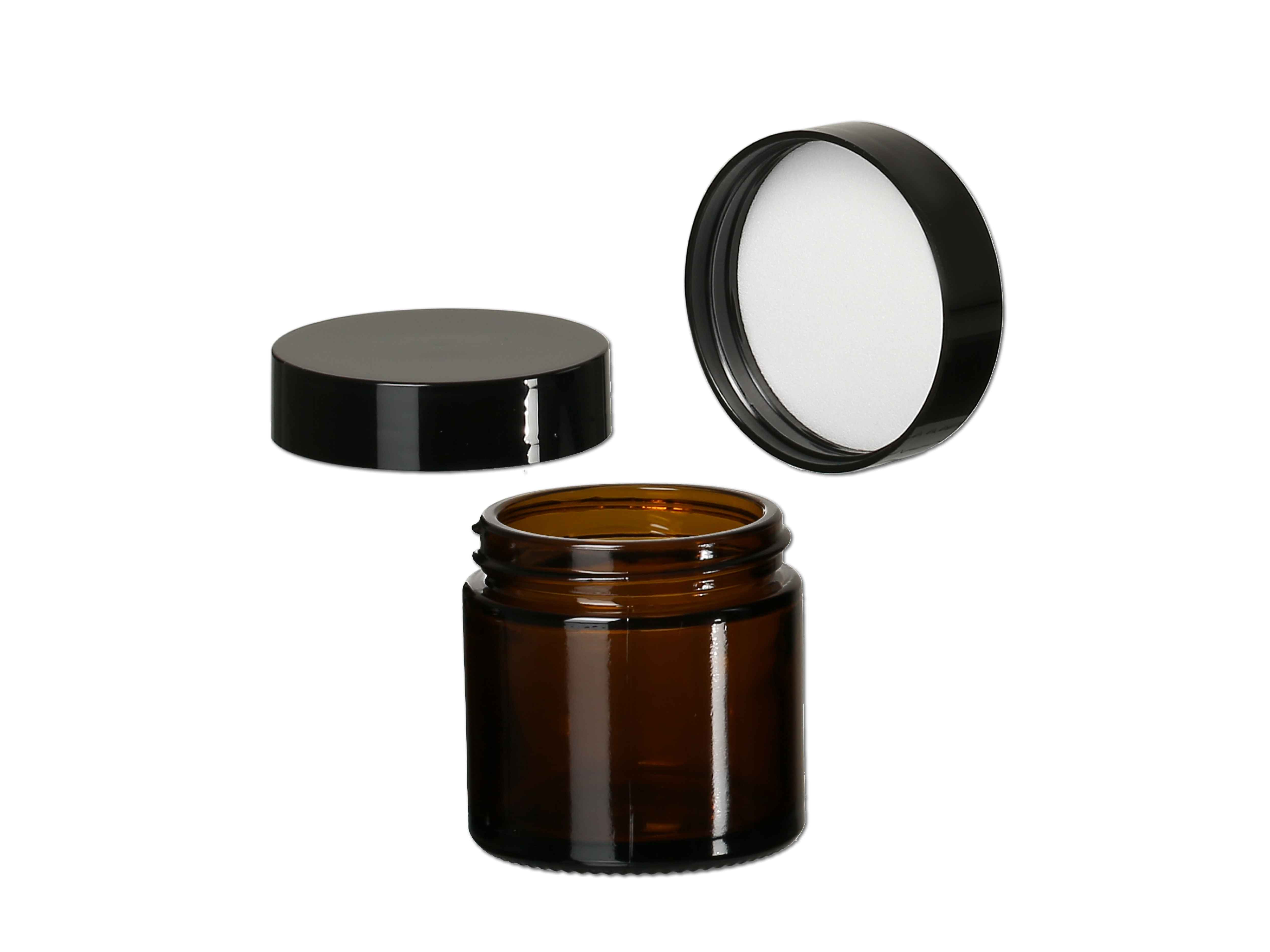 Creme Tiegel Glas braun inkl. Deckel schwarz 50 ml