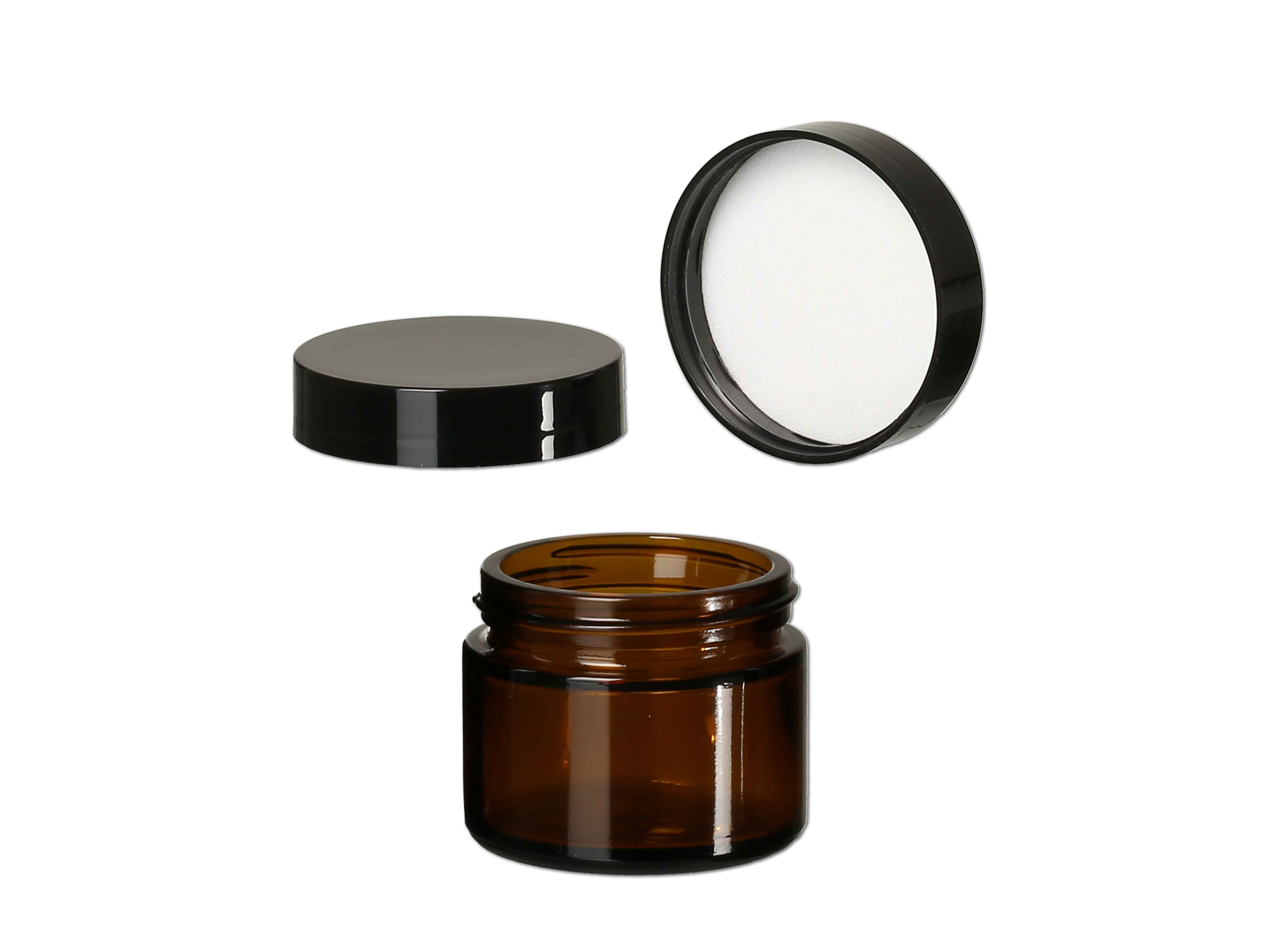 Creme Tiegel Glas braun inkl. Deckel schwarz 60 ml