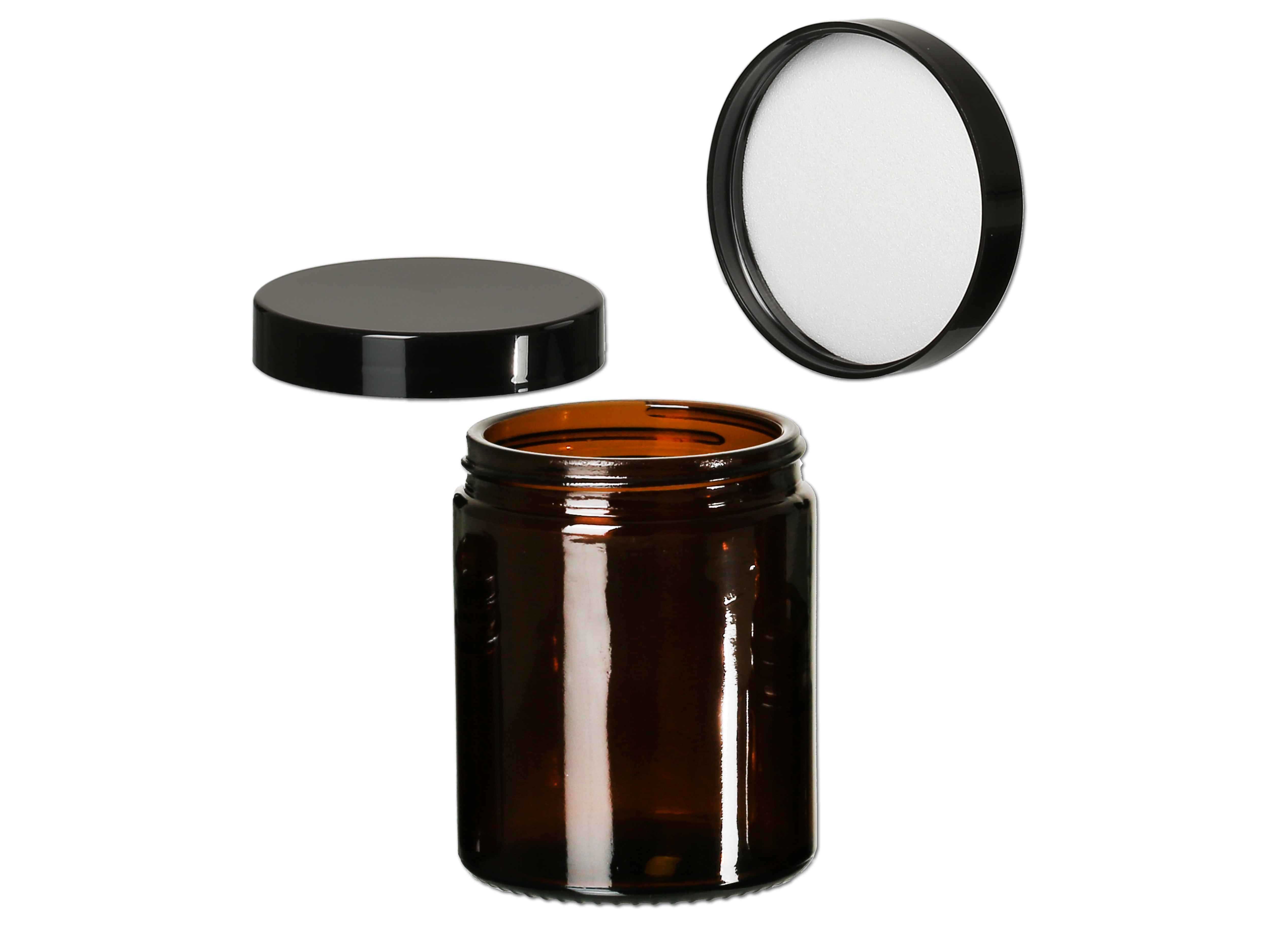 Creme Tiegel Glas braun inkl. Deckel schwarz 180 ml