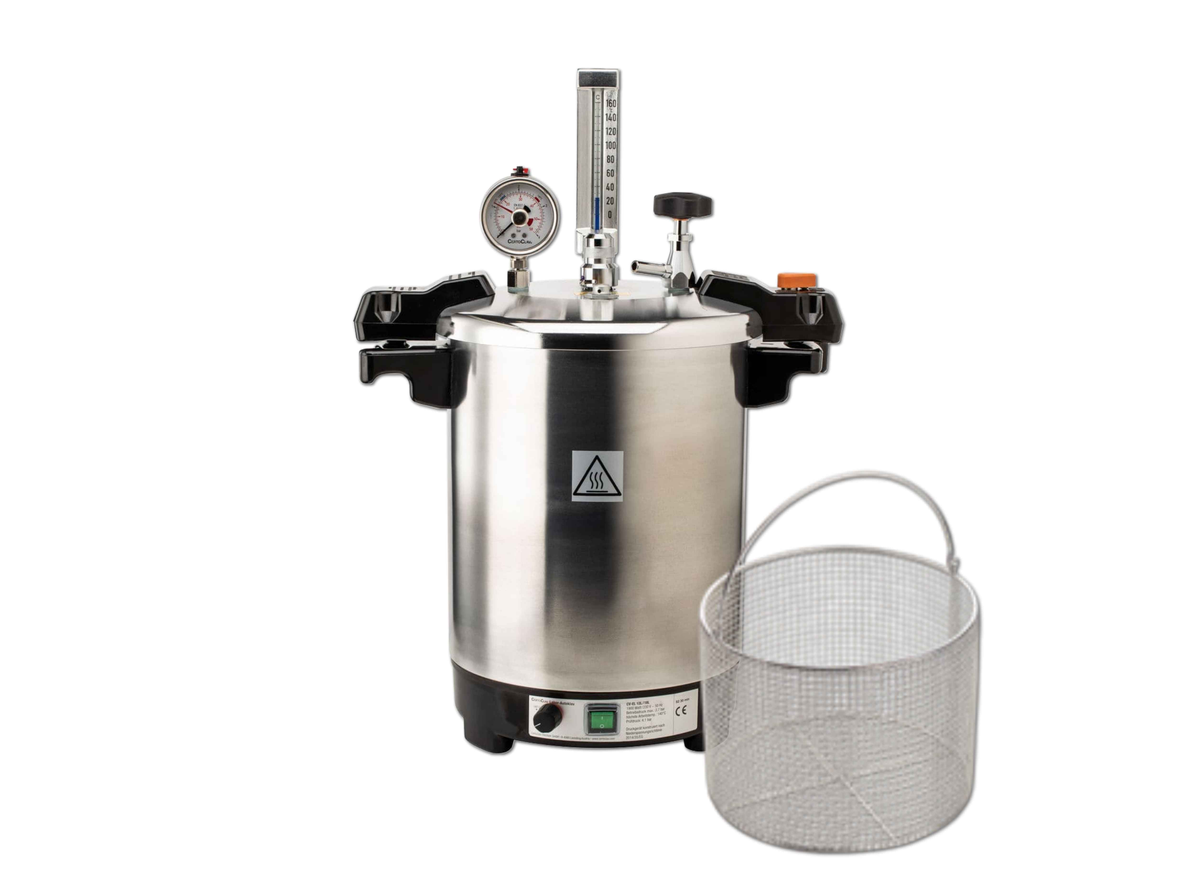 Certoclav mit Heizung 12 Liter - Set mit Drahtkorb