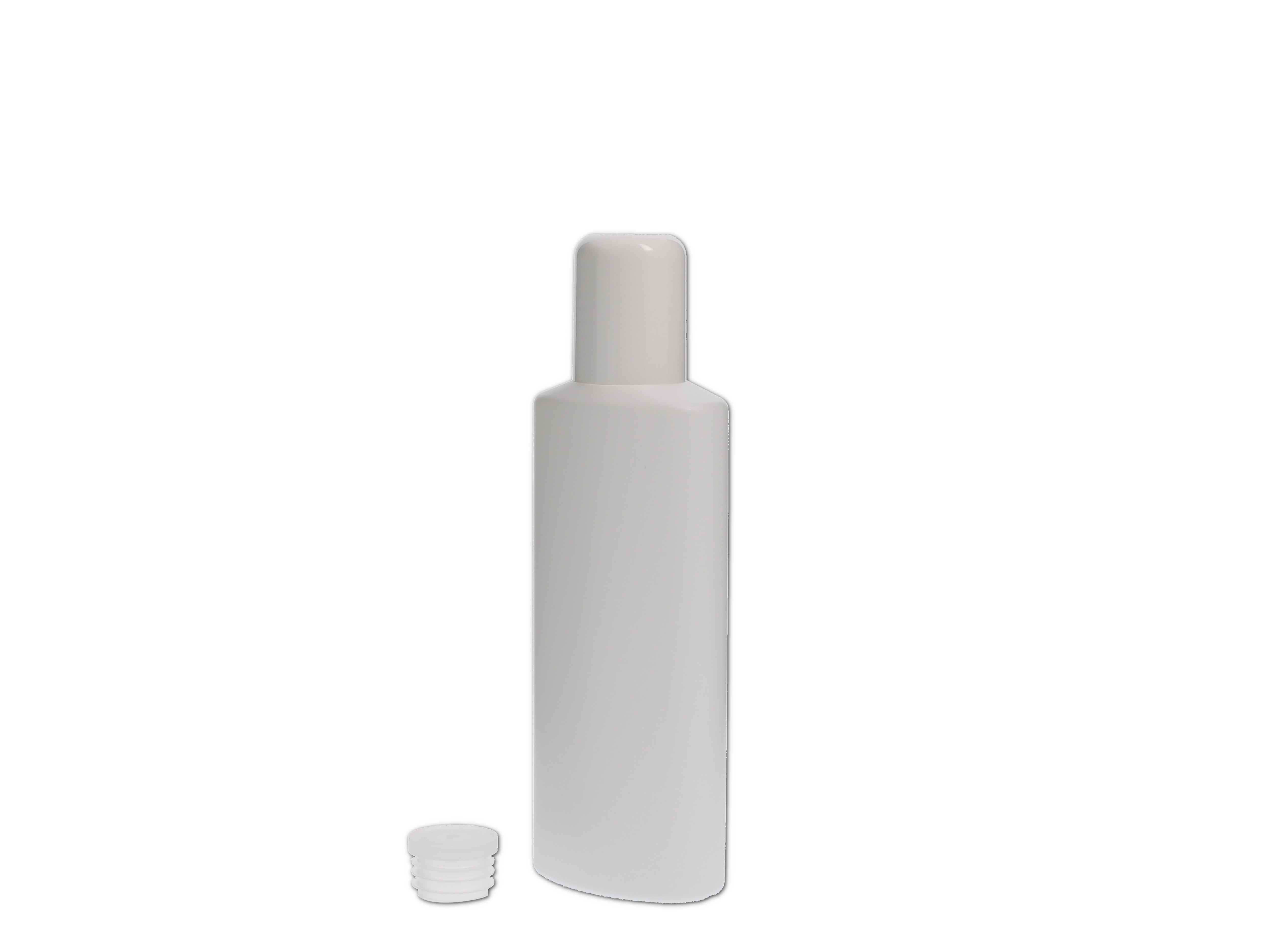    Kosmetikflasche, Kunststoff weiß, oval mit Spritzeinsatz 100ml