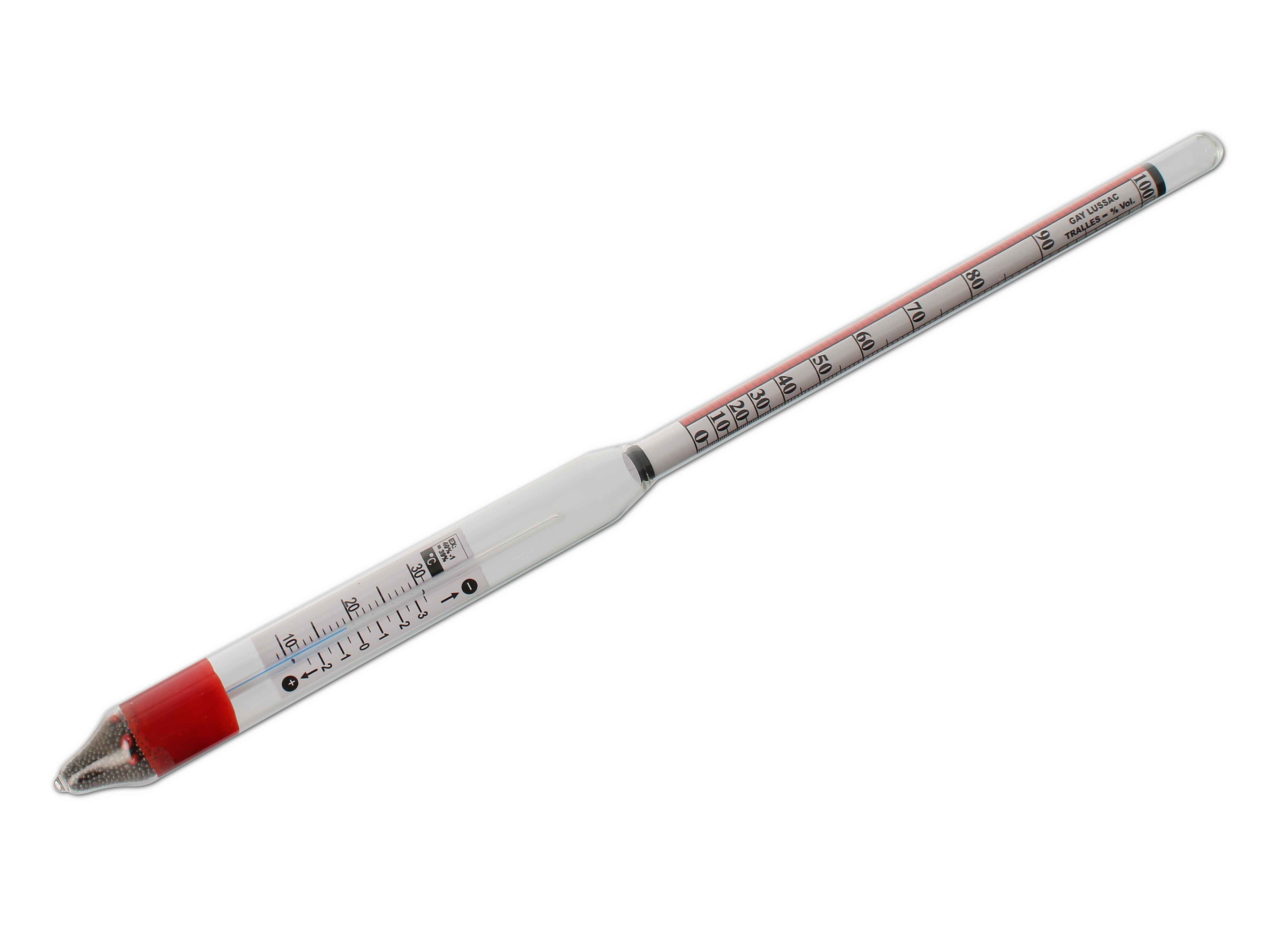 Alkoholmeter mit Thermometer 0-100%